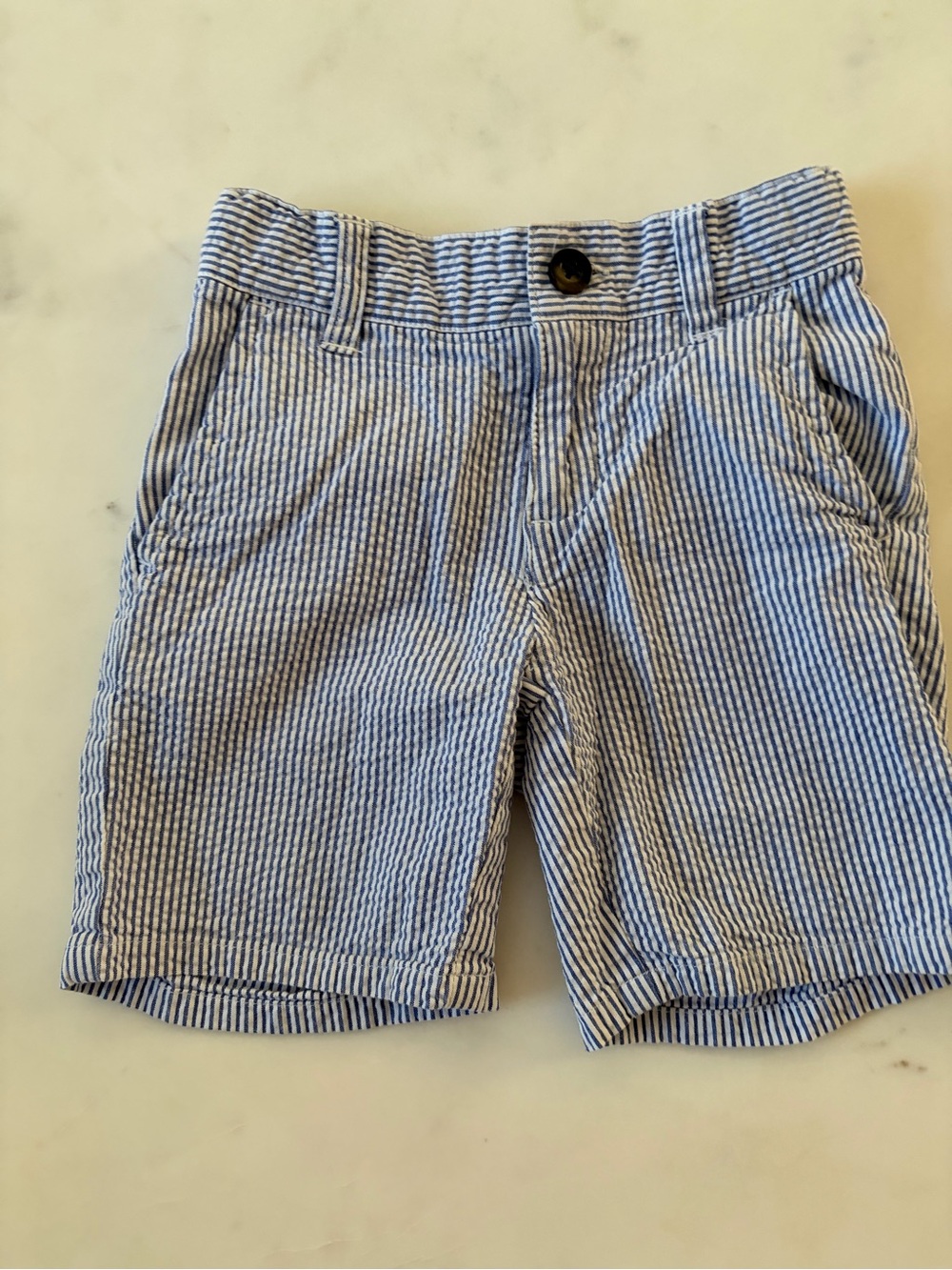 Janie and Jack Blue & White Striped Seersucker Shorts